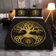 Tree Of Life Yggdrasil Golden Viking quilt set
