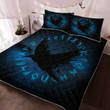 Raven Silhouette And Rune Viking quilt set