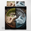 Ying yang Yggdrasil tree of life Norse mythology Viking quilt set