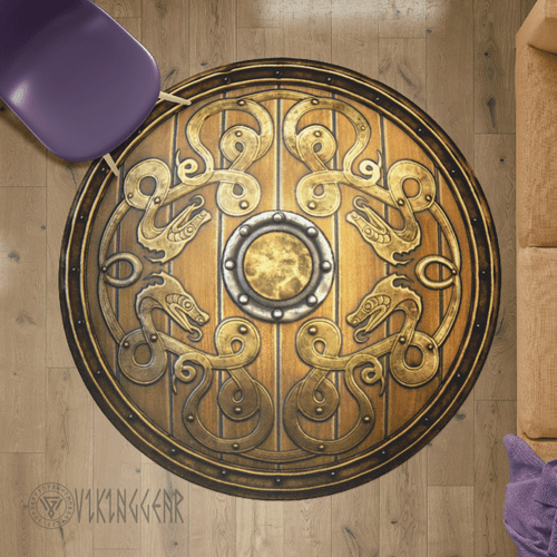 Old Wooden Viking Shield - Viking Round Carpet - Myvikinggear Store