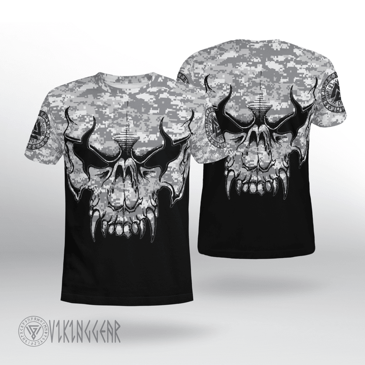 Viking Skull With Camo T-shirt
