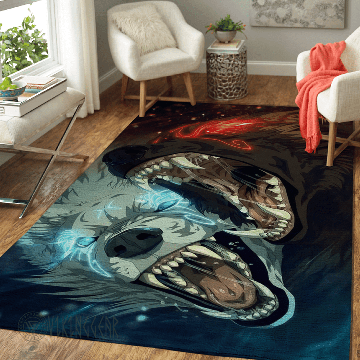 Water and Fire Wolf - Viking Area Rug - Myvikinggear Store