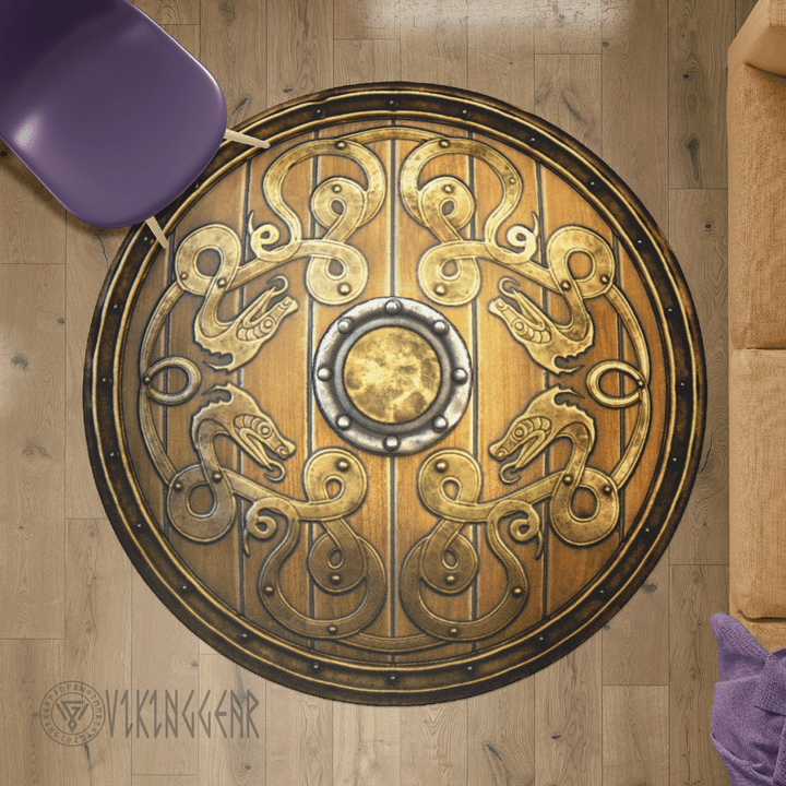 Old Wooden Viking Shield - Viking Round Carpet - Myvikinggear Store