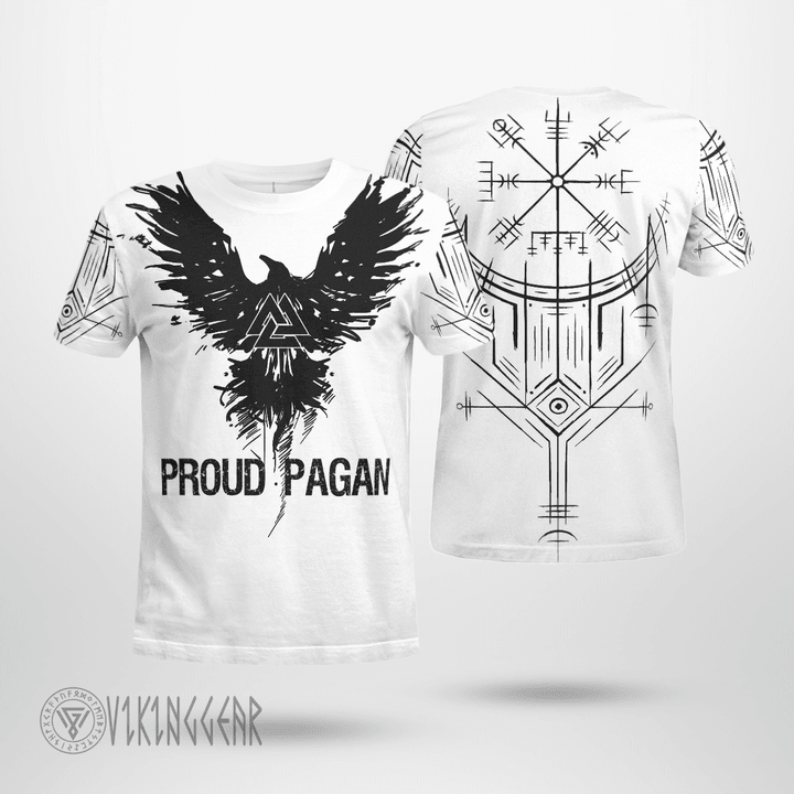 Raven Proud Pagan White Viking T-Shirt