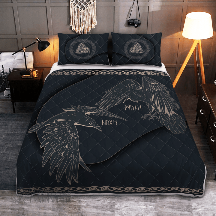 Odin's Ravens Huginn and Muninn Viking quilt set