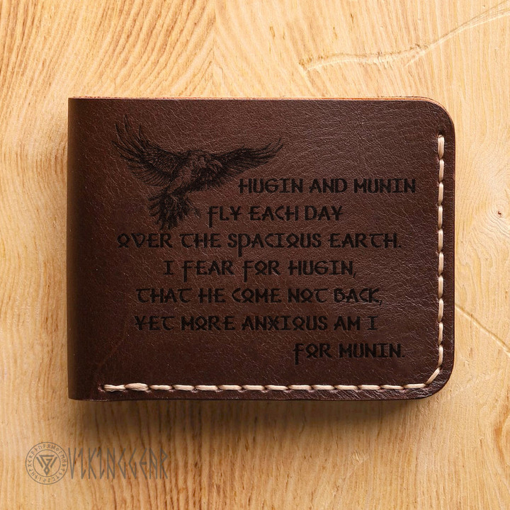 Viking Raven Hugin And Munin | Viking Handmade Leather Wallet | Myvkinggear Store