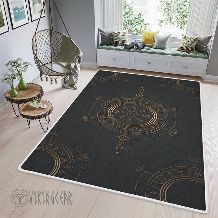  The Helm of Awe Symbol Gold Viking area rug