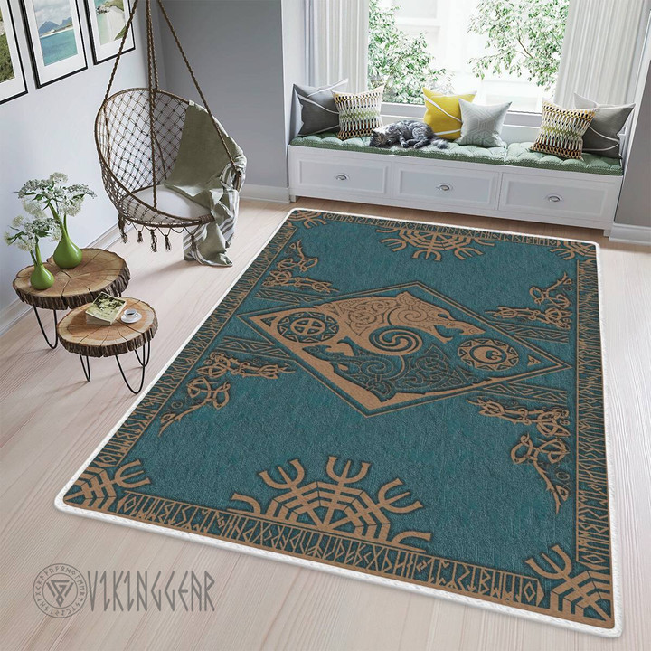 Skoll and Hati Eaters of the Sun and Moon Viking Area Rug