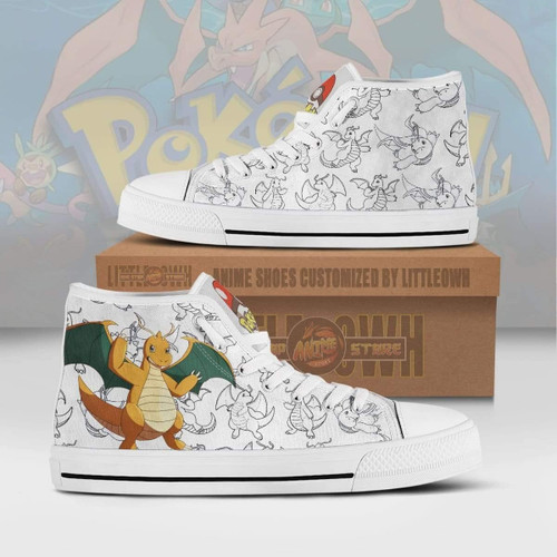 Dragonite High Top Canvas Shoes Custom Pokemon Anime Sneakers