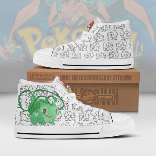 Bulbasaur High Top Canvas Shoes Custom Pokemon Anime Sneakers