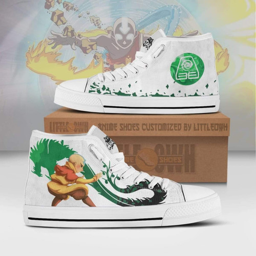 Aang High Top Canvas Shoes Custom Earthbending Avatar: The Last Airbender Anime Sneakers