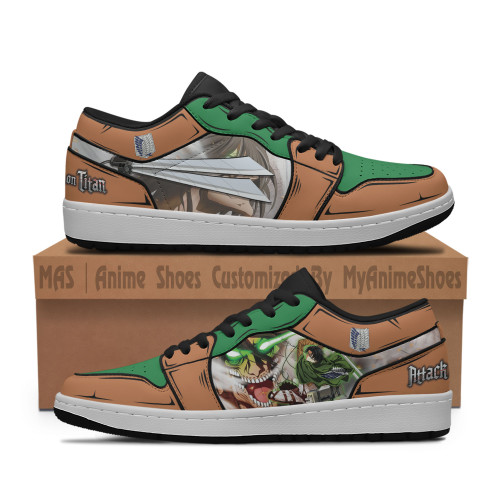 Levi Ackerman Shoes Low JD Sneakers Custom Attack On Titan Water Breathing Anime Shoes