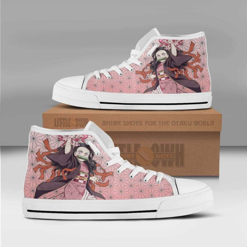 Nezuko Demon Slayer Anime Custom All Star High Top Sneakers Pattern Canvas Shoes