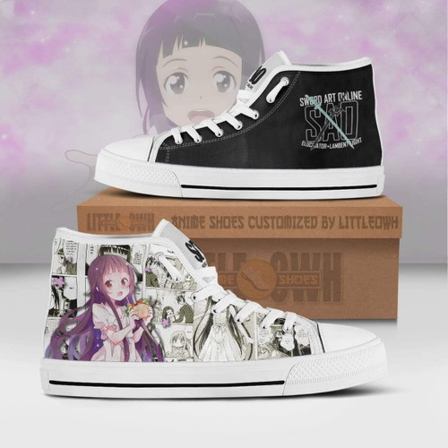 Yui High Top Canvas Shoes Custom Sword Art Online Anime Mixed Manga Style