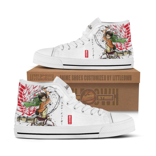 Eren Jaeger High Top Canvas Shoes Attack on Titan Anime Sneakers