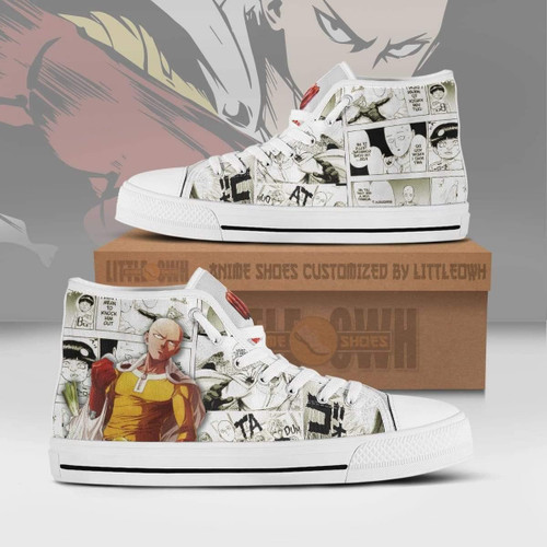 Saitama High Top Canvas Shoes Custom One Punch Man Anime Mixed Manga Style
