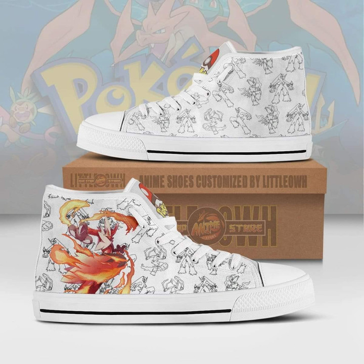 Blaziken High Top Canvas Shoes Custom Pokemon Anime Sneakers - LittleOwh - 1