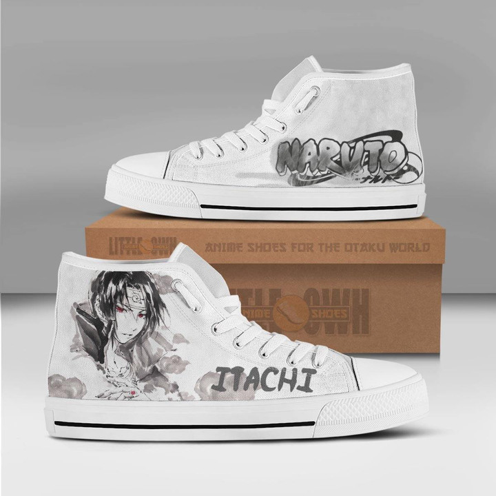 Itachi Uchiha Naruto Water Color Anime Custom All Star High Top Sneakers Canvas Shoes - LittleOwh - 1
