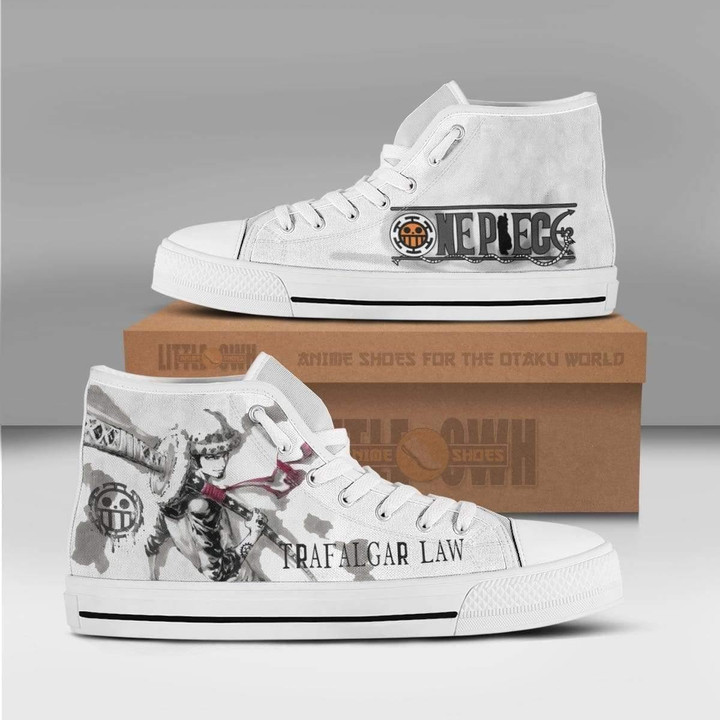 Trafalgar D. Water Law One Piece Anime Custom All Star High Top Sneakers Canvas Shoes - LittleOwh - 1