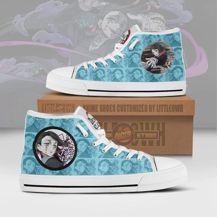Enmu High Top Canvas Shoes Custom Demon Slayer Anime Sneakers - LittleOwh - 1