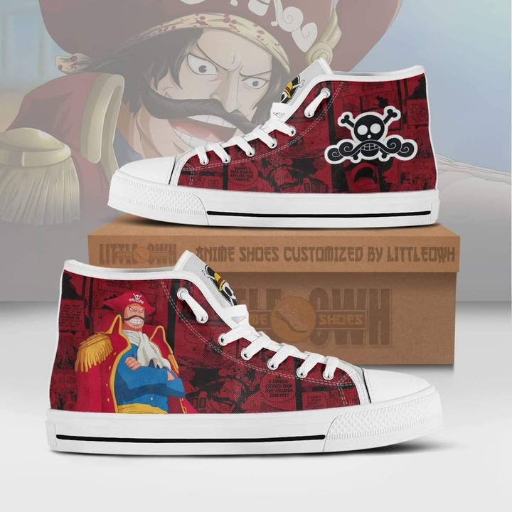 Gol D. Roger High Top Shoes Custom One Piece Anime Canvas Sneakers - LittleOwh - 1