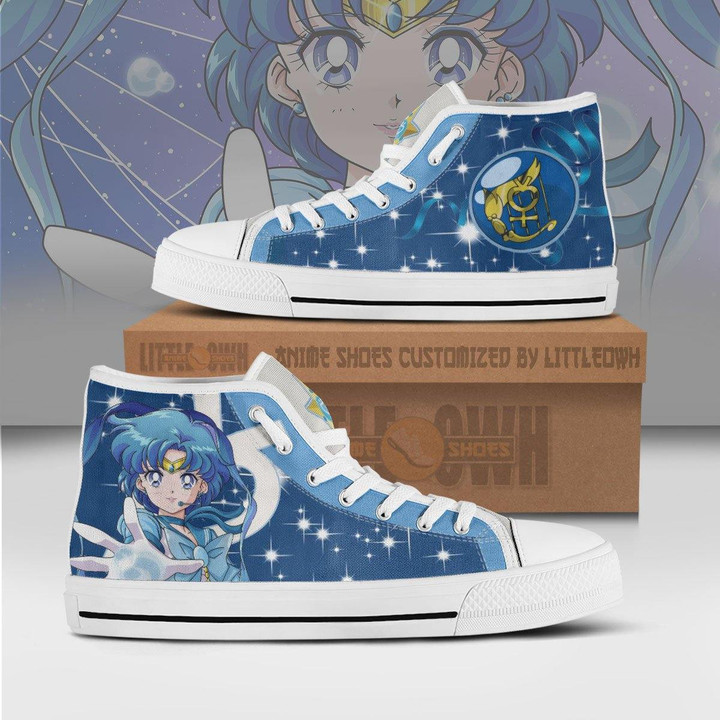 Sailor Mercury High Top Shoes Custom Sailor Moon Anime Canvas Sneakers - LittleOwh - 1