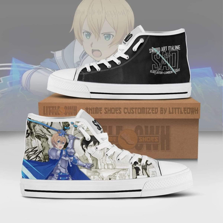 Eugeo High Top Canvas Shoes Custom Sword Art Online Anime Mixed Manga Style - LittleOwh - 1
