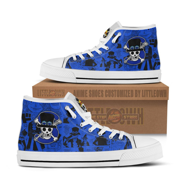 Sabo Jolly Roger High Top Canvas Shoes One Piece Anime Mixed Manga Style - LittleOwh - 1