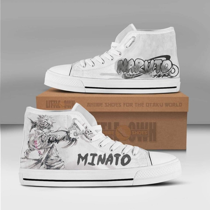 Minato Namikaze Naruto Water Color Anime Custom High Top Sneakers Shoes - LittleOwh - 1