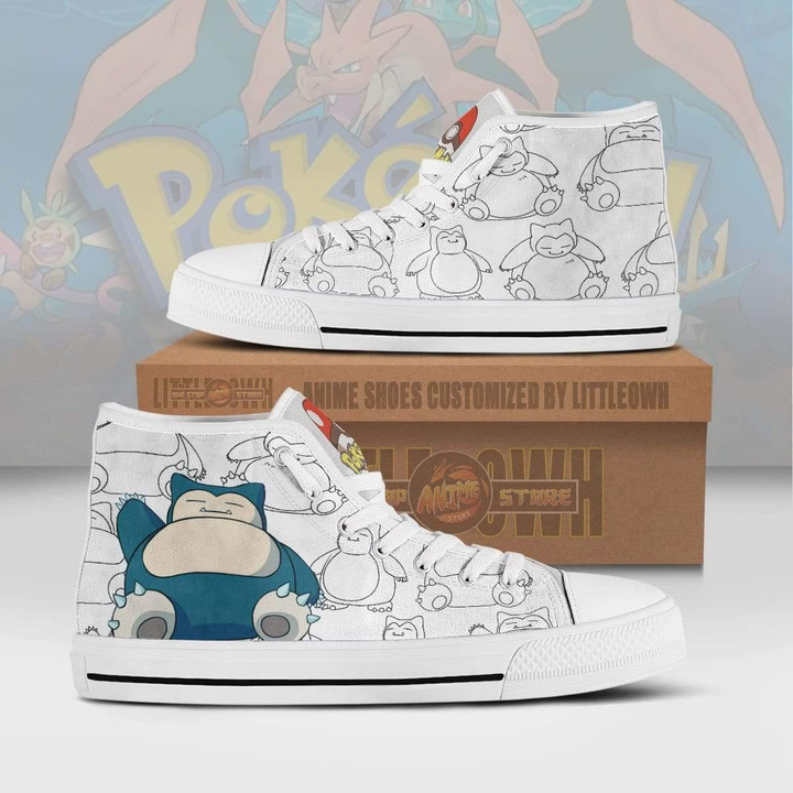 Snorlax High Top Canvas Shoes Custom Pokemon Anime Sneakers - LittleOwh - 1