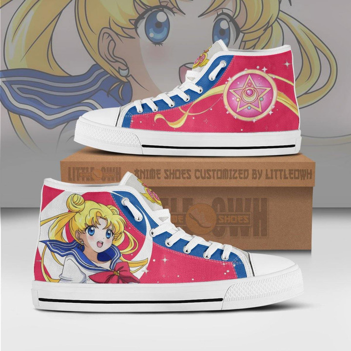 Sailor Moon High Top Canvas Shoes Custom Anime Gift Sailor Moon Canvas Sneakers - LittleOwh - 1