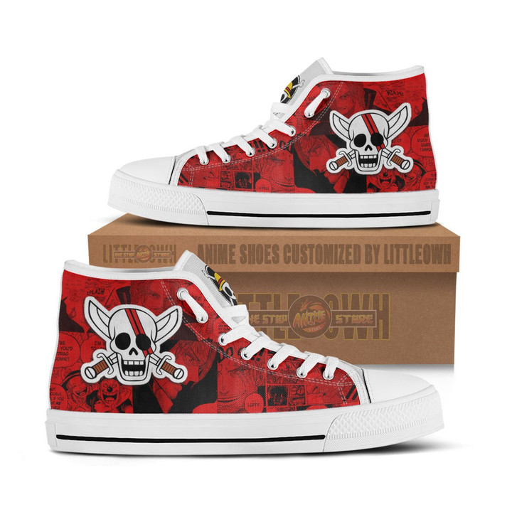 Shanks Jolly Roger High Top Canvas Shoes One Piece Anime Mixed Manga Style - LittleOwh - 1