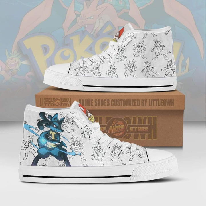Lucario High Top Canvas Shoes Custom Pokemon Anime Sneakers - LittleOwh - 1