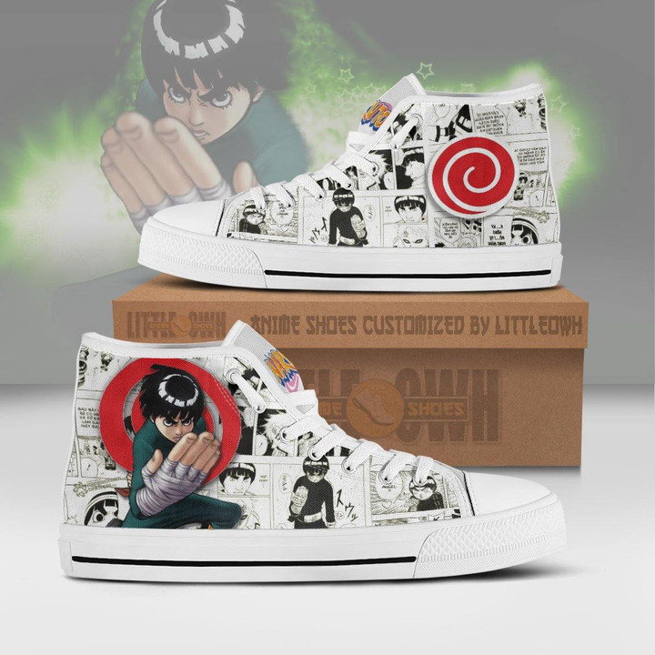 Rock Lee Shoes Custom Naruto High Tops Anime Canvas Sneakers Mixed Manga - LittleOwh - 1