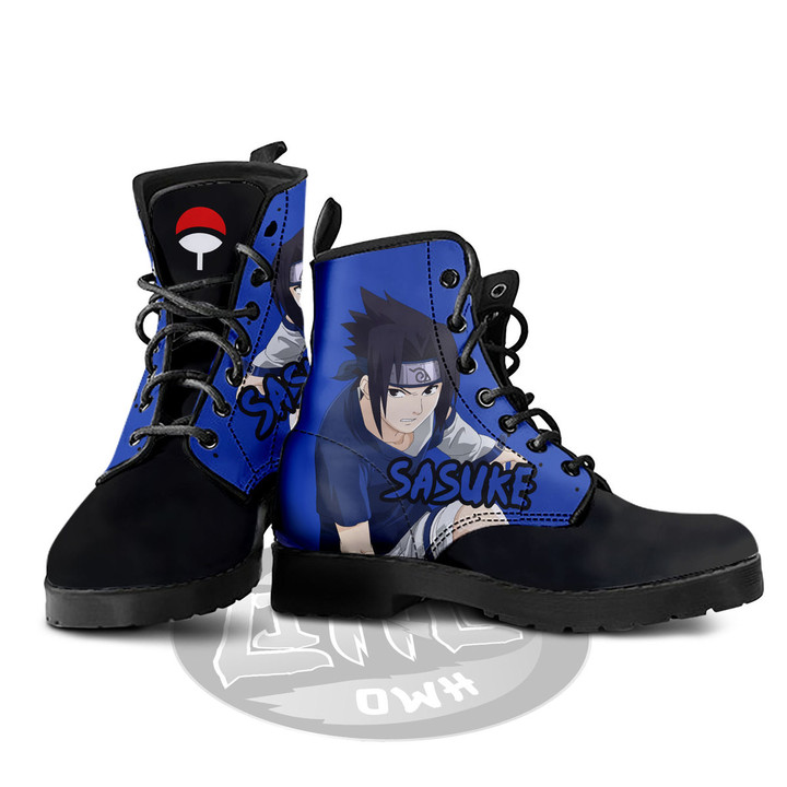Uchiha Sasuke Leather Boots Custom Anime Naruto Hight Boots