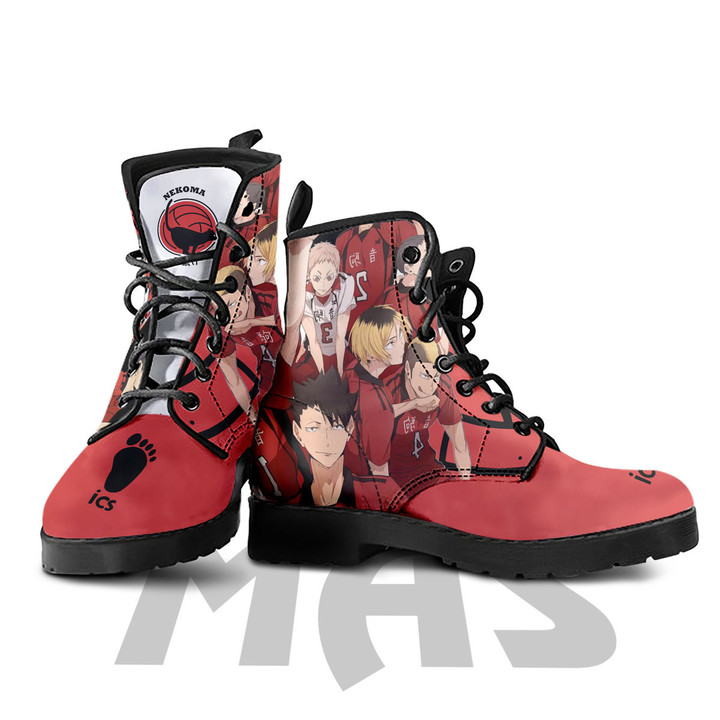 Nekoma Leather Boots Custom Anime Haikyuu Hight Boots