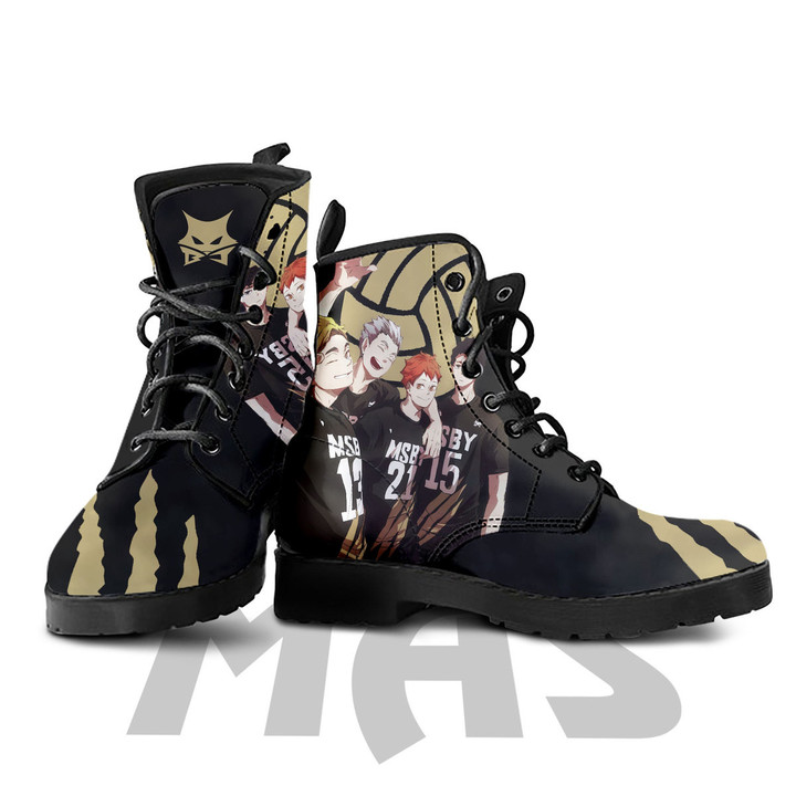 MSBY Black Jackal Leather Boots Custom Anime Haikyuu Hight Boots