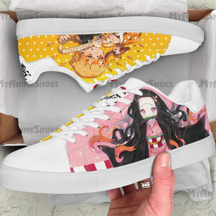 Zenitsu x Nezuko Skate Shoes Custom Demon Slayer Anime Sneakers