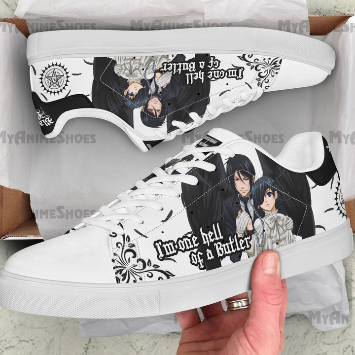 Ciel Phantomhive x Sebastian Michaelis Skate Shoes Custom Black Butler Anime Sneakers