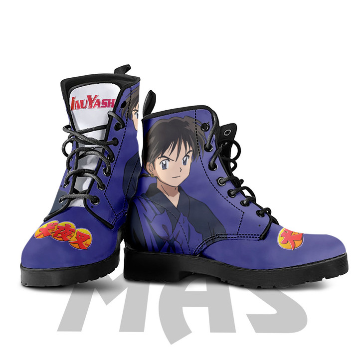 Miroku Leather Boots Custom Anime Inuyasha Hight Boots