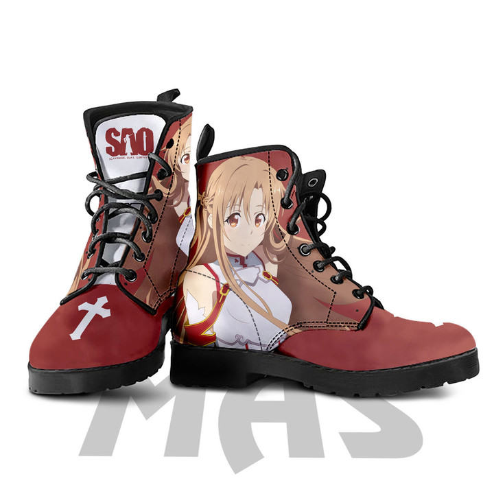 Asuna Leather Boots Custom Anime Sword Art Online Hight Boots