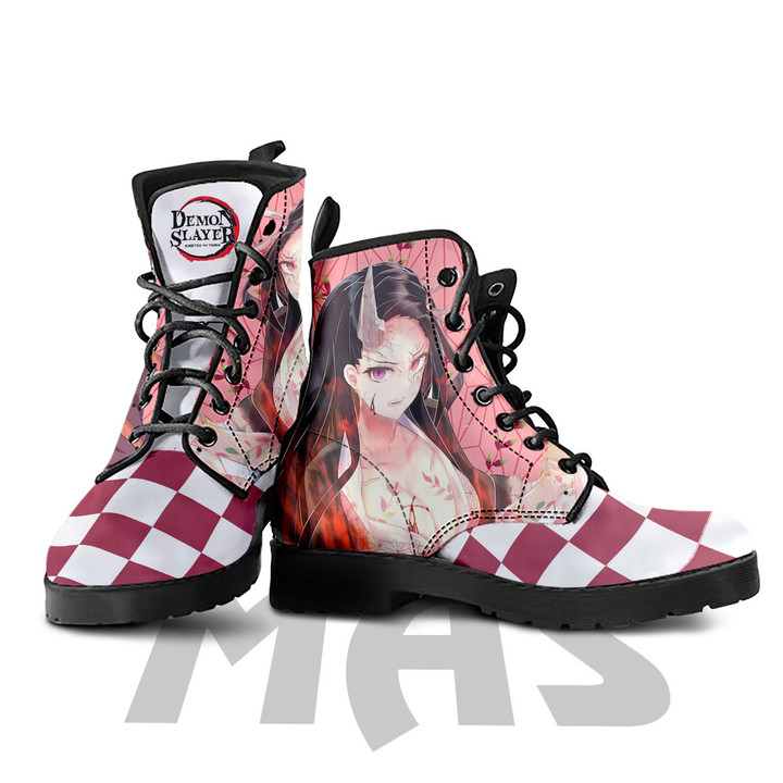 Nezuko Kamado Leather Boots Custom Anime Demon Slayer Hight Boots