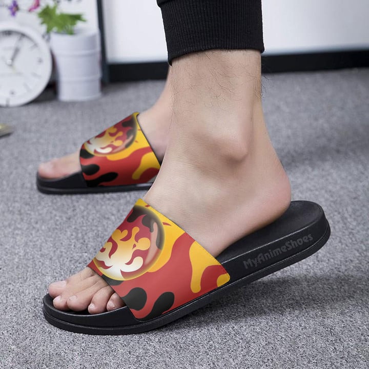 Demon Slayer Slide Sandals Custom Rengoku Cape Footwear