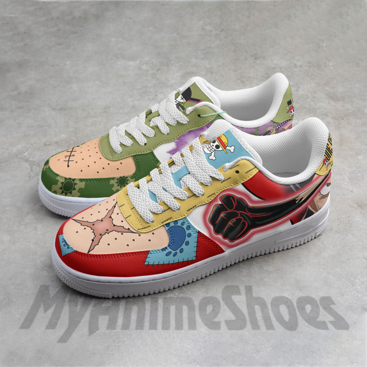 One Piece Anime AF Shoes Custom Roronoa Zoro x Monkey D Luffy Wano Arc Sneakers