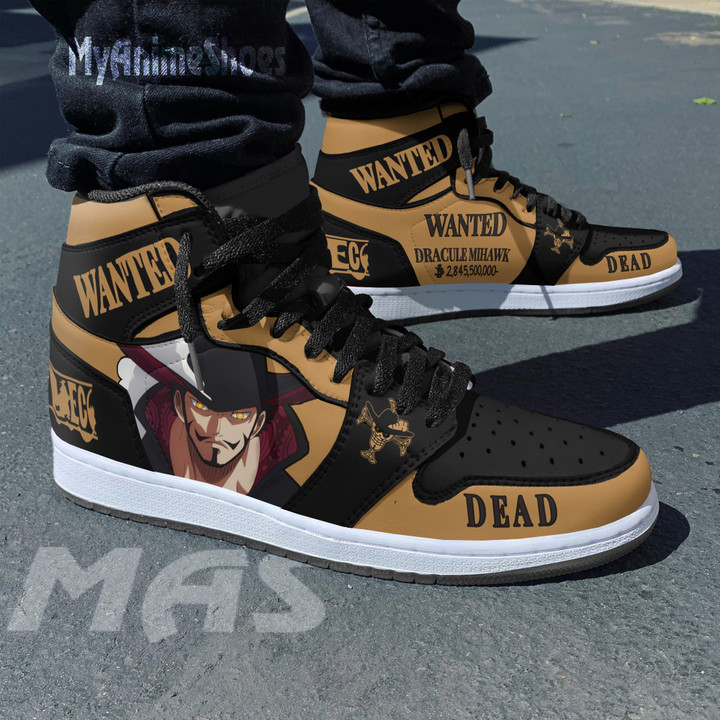 One Piece Anime JD Sneakers Dracule Mihawk Wanted Custom Shoes