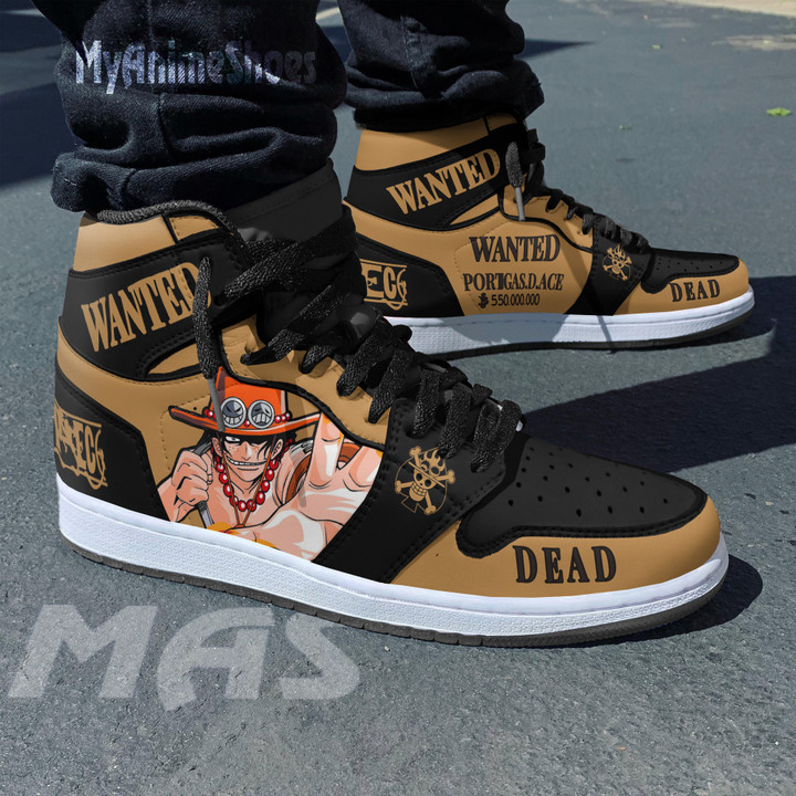Portgas D. Ace Wanted JD Sneakers One Piece Anime Custom Shoes