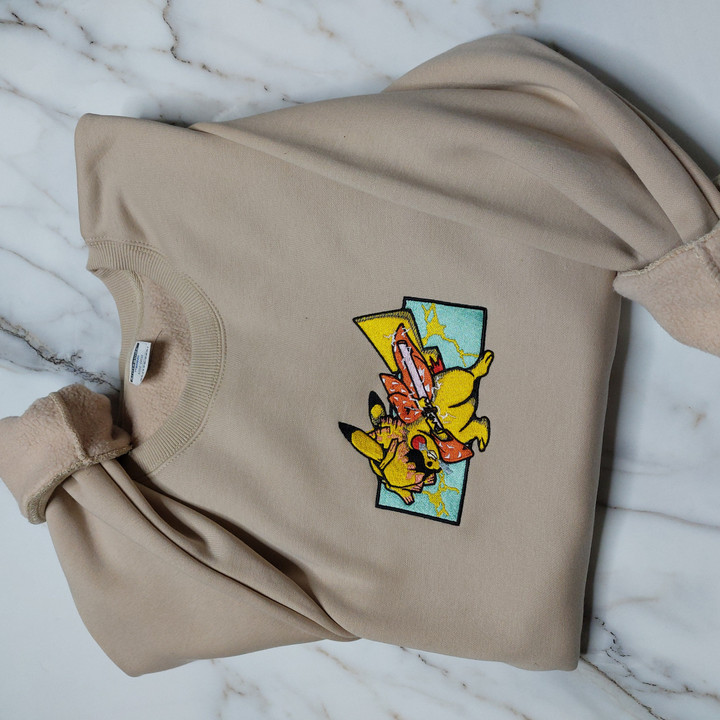 Zenitsu Pikachu Embroidered Sweatshirt / Hoodie / T-shirt EKNYA076