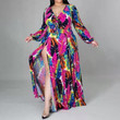 Color Feather Printed Dress