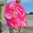 Tie-dye pink heart pullover