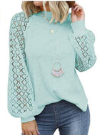 Round Neck Lace Stitching Loose Sweater